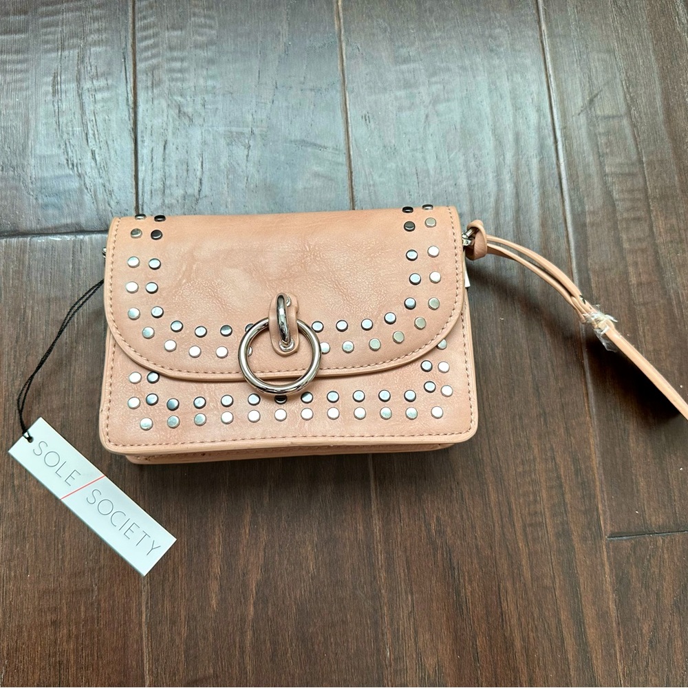 Sole Society Plam Crossbody Bag (Dusty Pink w/ silver accents and hardware)